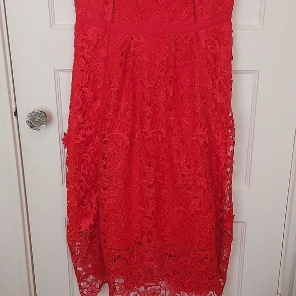 Ted Baker Valens Red Lace Midi Dress - Picture 7 of 12